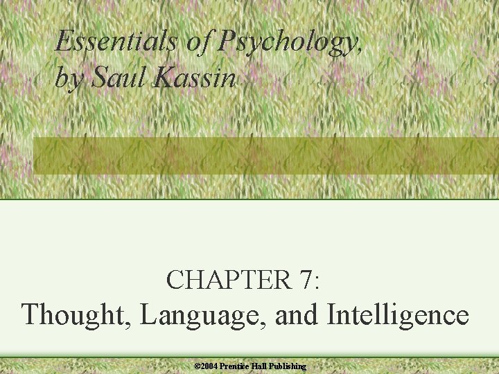 Essentials of Psychology, by Saul Kassin CHAPTER 7: Thought, Language, and Intelligence © 2004