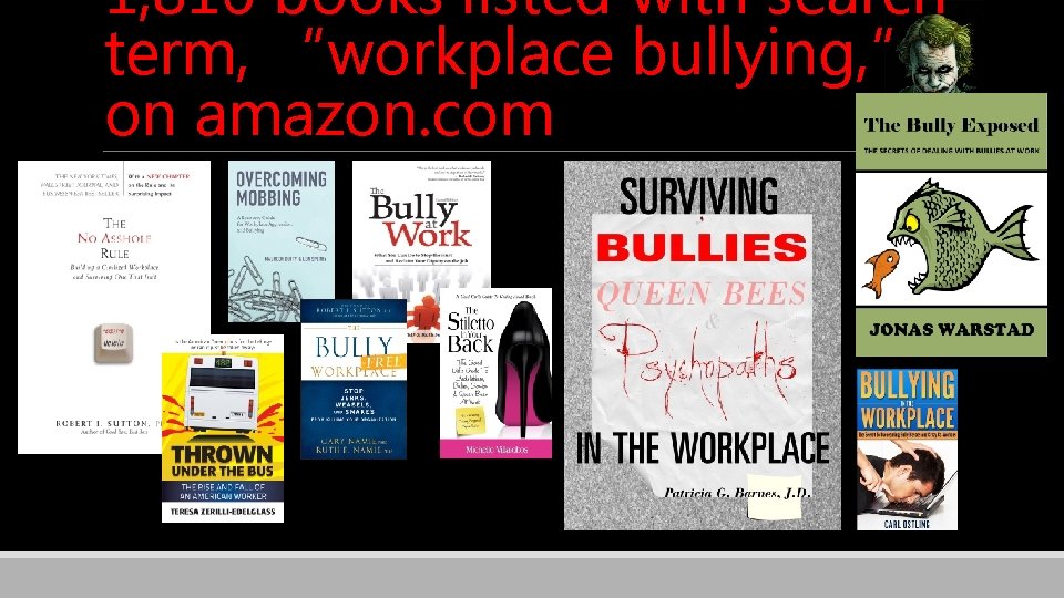 1, 816 books listed with search term, “workplace bullying, ” on amazon. com 