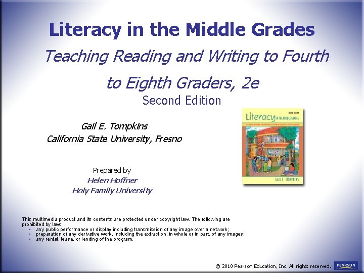 Literacy in the Middle Grades Teaching Reading and Writing to Fourth to Eighth Graders,