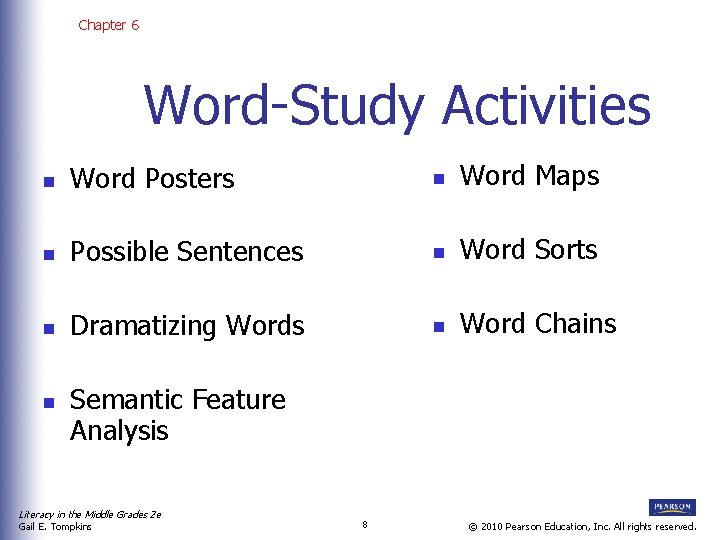 Chapter 6 Word-Study Activities n Word Posters n Word Maps n Possible Sentences n