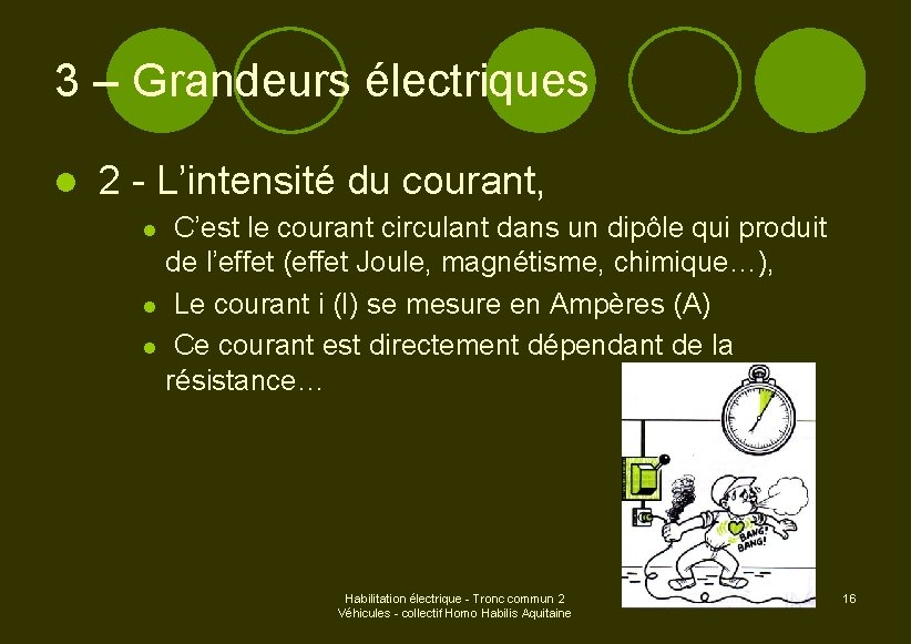 3 – Grandeurs électriques l 2 - L’intensité du courant, C’est le courant circulant