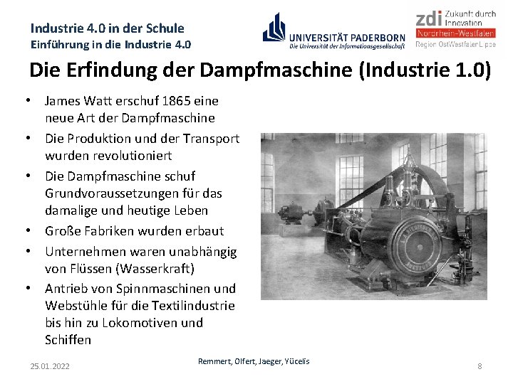 Industrie 4. 0 in der Schule Einführung in die Industrie 4. 0 Die Erfindung