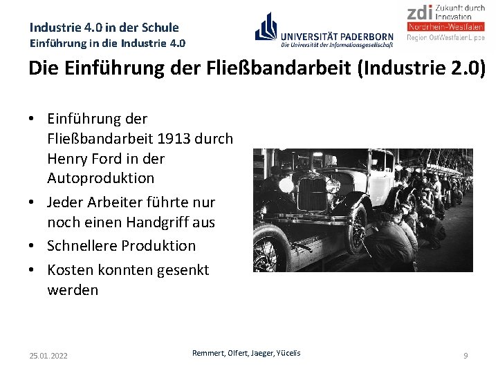 Industrie 4. 0 in der Schule Einführung in die Industrie 4. 0 Die Einführung