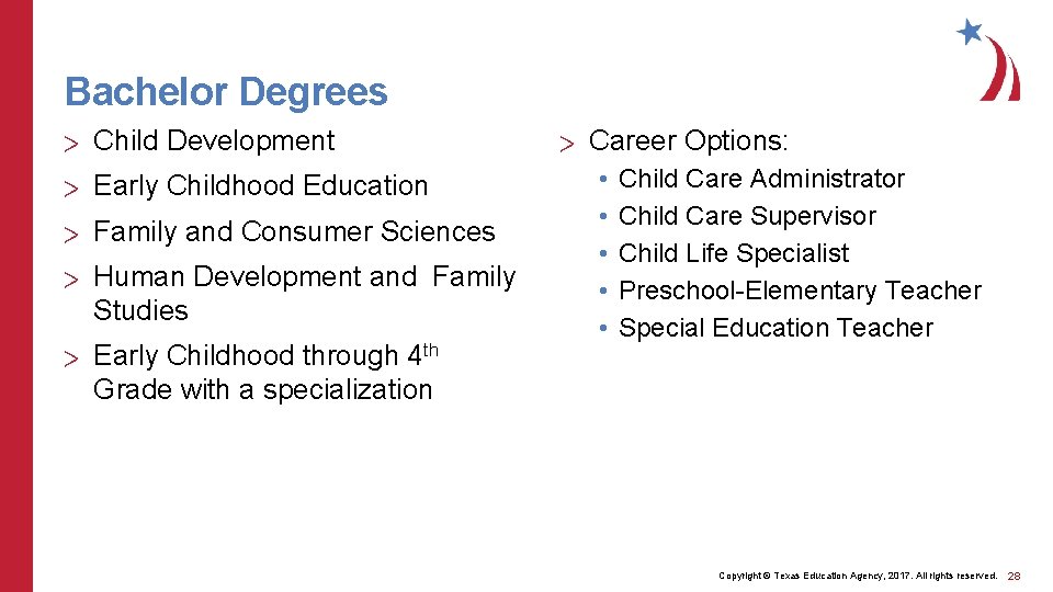 Bachelor Degrees > Child Development > Early Childhood Education > Family and Consumer Sciences