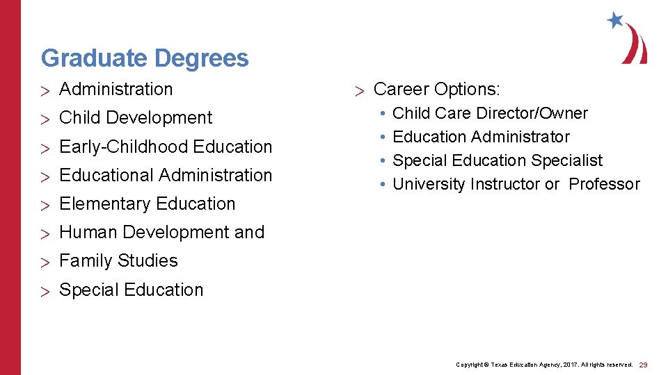 Graduate Degrees > Administration > Child Development > Early-Childhood Education > Educational Administration >