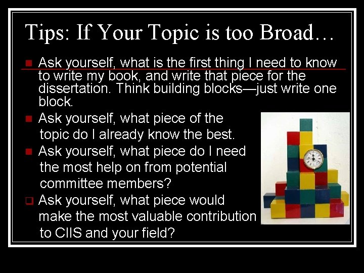CHOOSING A RESEARCH TOPIC Questions to ask yourself