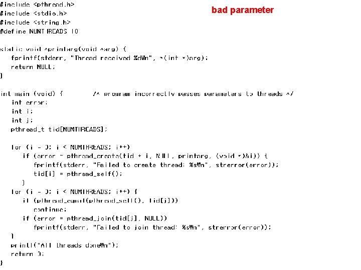 bad parameter 