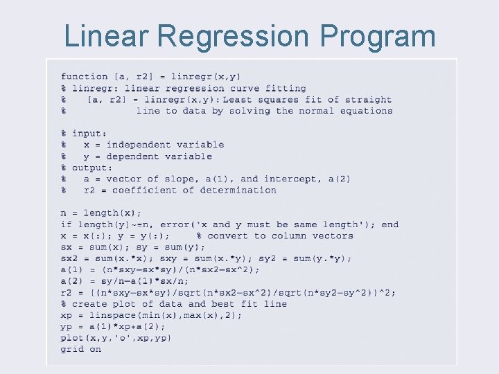 Linear Regression Program 