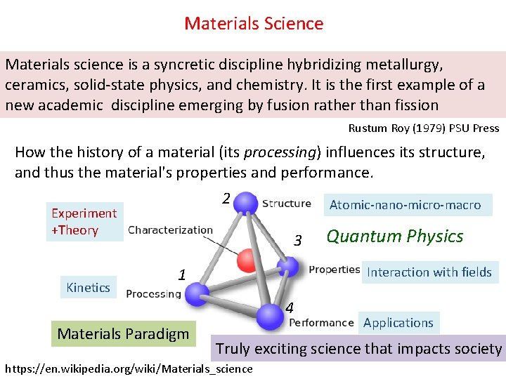 Materials Science Materials science is a syncretic discipline hybridizing metallurgy, ceramics, solid-state physics, and