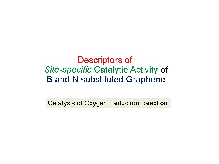 Descriptors of Site-specific Catalytic Activity of B and N substituted Graphene Catalysis of Oxygen