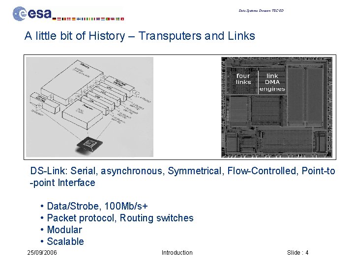 Data Systems Division TEC-ED A little bit of History – Transputers and Links DS-Link: