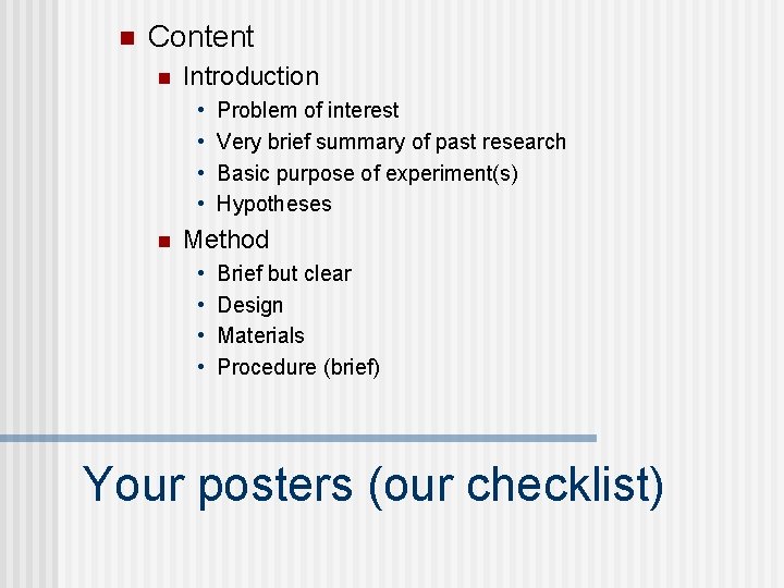 n Content n Introduction • • n Problem of interest Very brief summary of