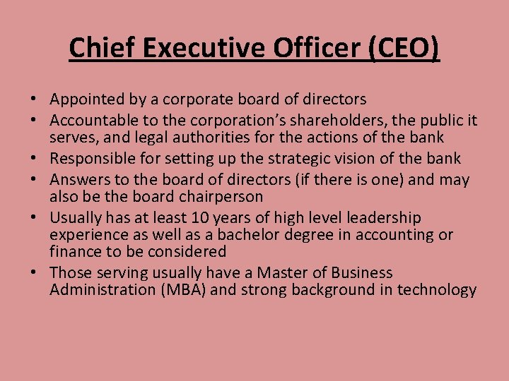 Banking Careers and Workplace Skills Section 1 Executive