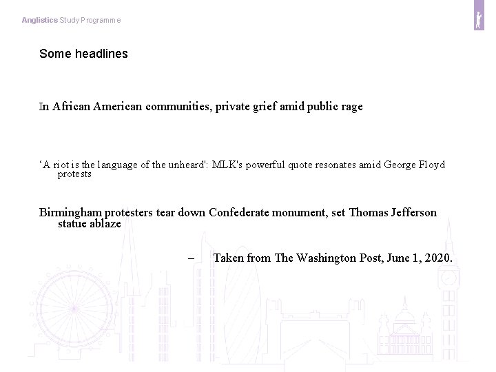 Anglistics Study Programme Some headlines In African American communities, private grief amid public rage