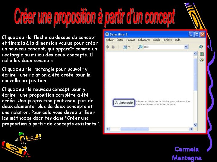 Cliquez sur la flèche au dessus du concept et tirez la à la dimension