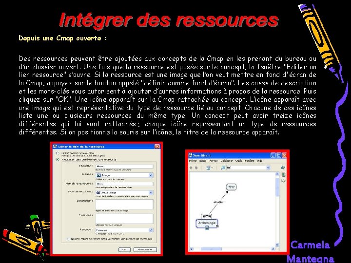Depuis une Cmap ouverte : Des ressources peuvent être ajoutées aux concepts de la