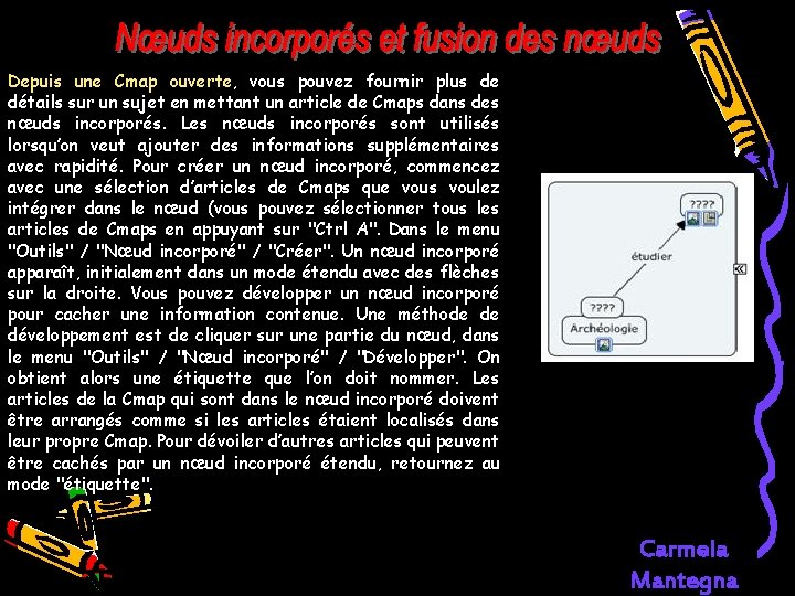 Depuis une Cmap ouverte, vous pouvez fournir plus de détails sur un sujet en