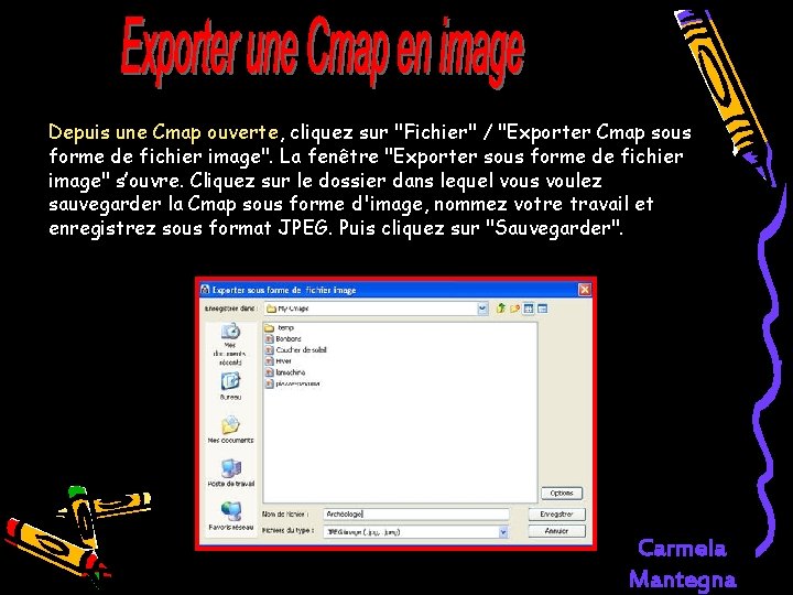 Depuis une Cmap ouverte, cliquez sur "Fichier" / "Exporter Cmap sous forme de fichier