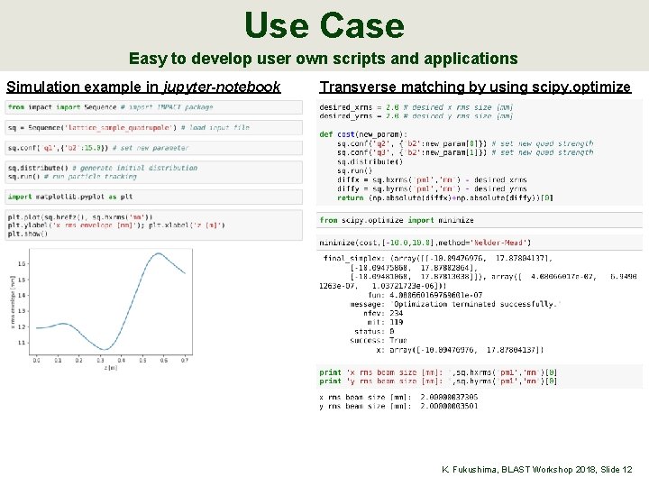 Use Case Easy to develop user own scripts and applications Simulation example in jupyter-notebook