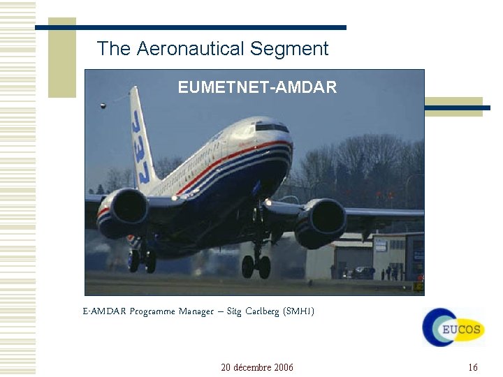 The Aeronautical Segment EUMETNET-AMDAR E-AMDAR Programme Manager – Sitg Carlberg (SMHI) 20 décembre 2006