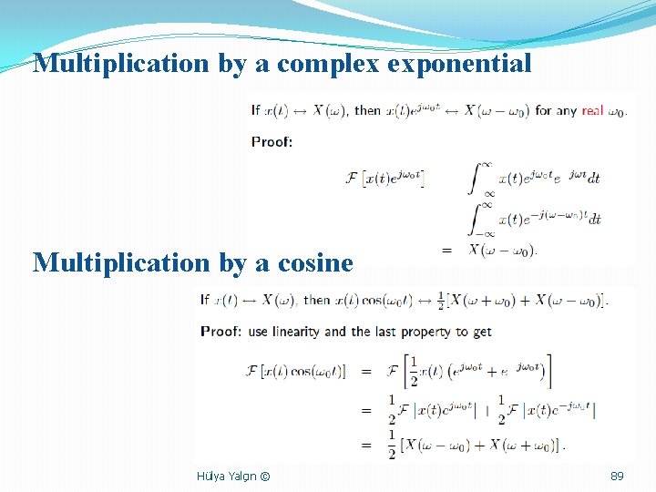 Multiplication by a complex exponential Multiplication by a cosine Hülya Yalçın © 89 