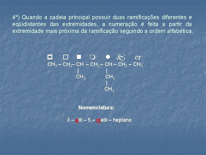 Nomenclatura dos compostos orgnicos de cadeia ramificada Prof