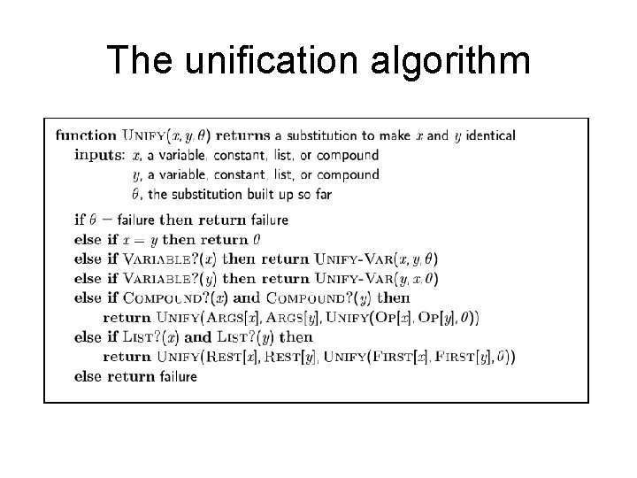 The unification algorithm 