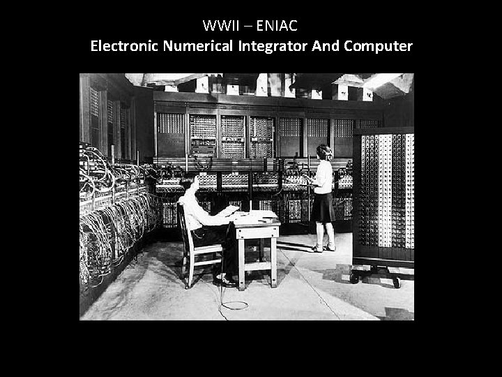 WWII – ENIAC Electronic Numerical Integrator And Computer 