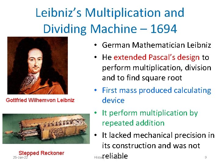 Leibniz’s Multiplication and Dividing Machine – 1694 Gottfried Wilhemvon Leibniz Stepped Reckoner 25 -Jan-22