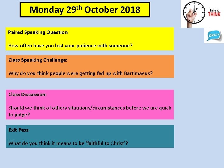 Monday 29 th October 2018 Paired Speaking Question How often have you lost your