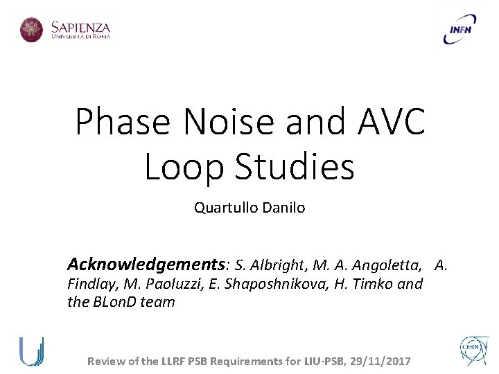 Phase Noise and AVC Loop Studies Quartullo Danilo