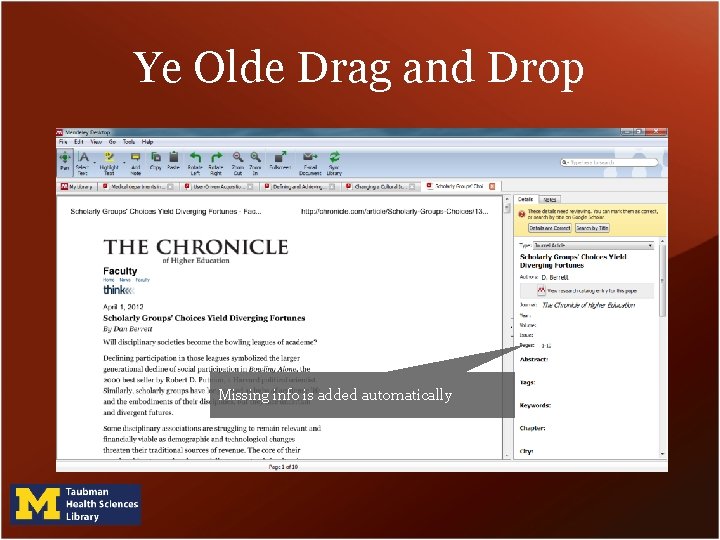 Ye Olde Drag and Drop Missing info is added automatically 