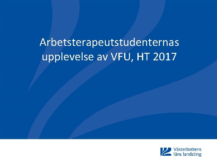 Arbetsterapeutstudenternas upplevelse av VFU, HT 2017 