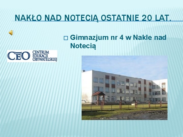 NAKŁO NAD NOTECIĄ OSTATNIE 20 LAT. � Gimnazjum nr 4 w Nakle nad Notecią