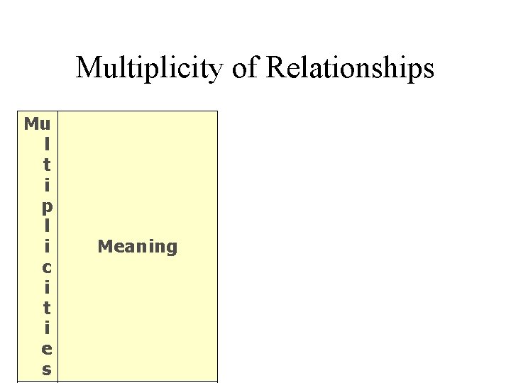 Multiplicity of Relationships Mu l t i p l i c i t i