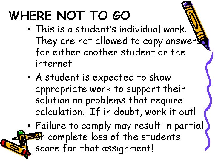 WHERE NOT TO GO • This is a student’s individual work. They are not