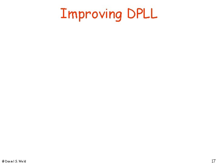 Improving DPLL © Daniel S. Weld 17 