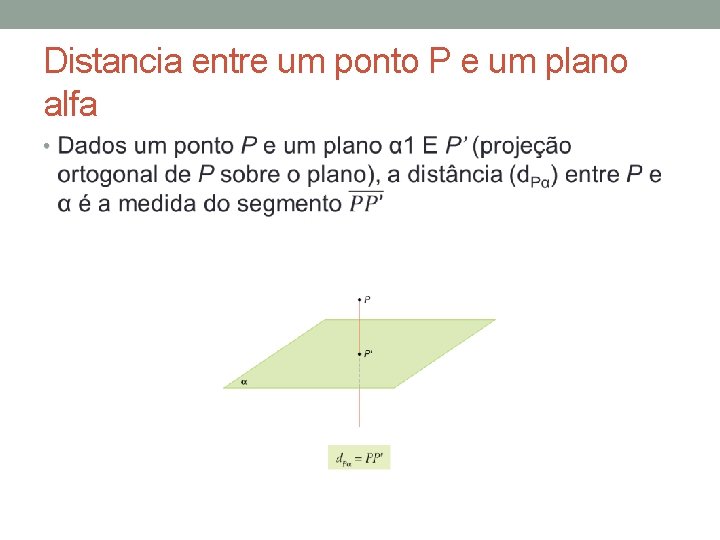 Distancia entre um ponto P e um plano alfa • 