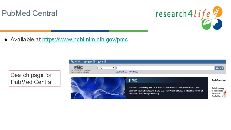 Pub. Med Central ● Available at https: //www. ncbi. nlm. nih. gov/pmc Search page