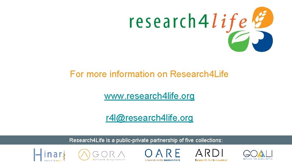 For more information on Research 4 Life www. research 4 life. org r 4