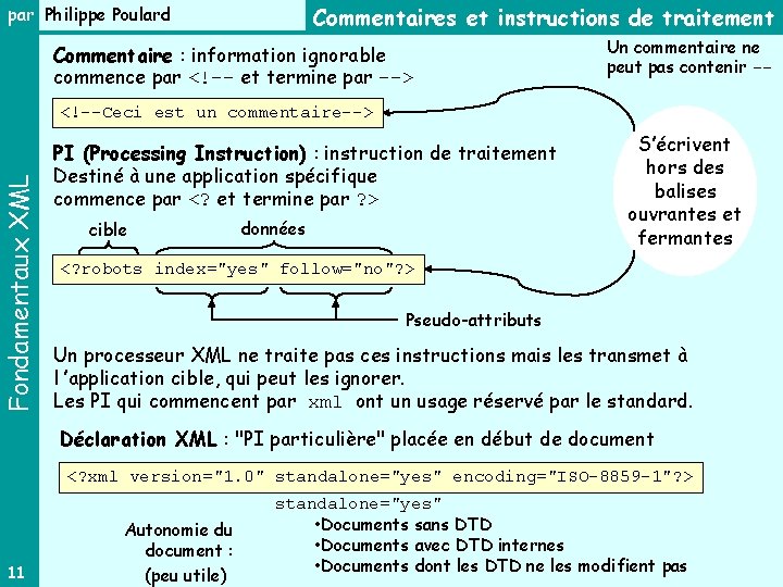 Commentaires et instructions de traitement par Philippe Poulard Commentaire : information ignorable commence par