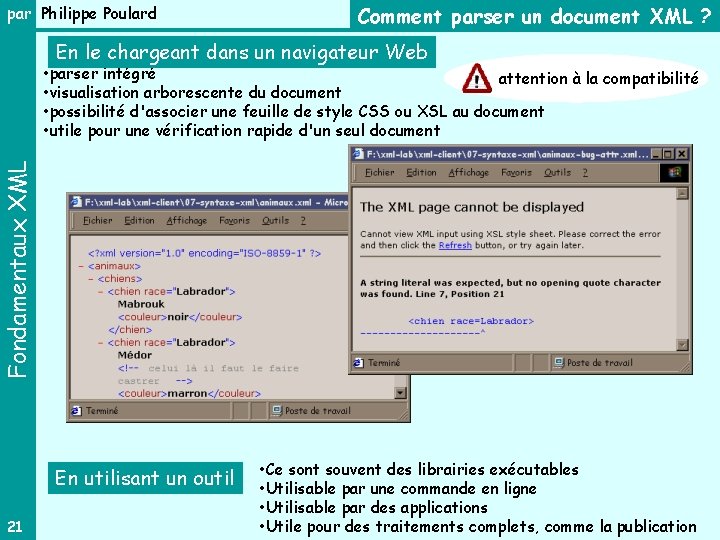 par Philippe Poulard Comment parser un document XML ? En le chargeant dans un