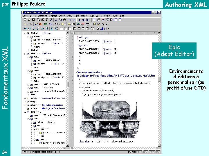 Fondamentaux XML par Philippe Poulard 24 Authoring XML Epic (Adept Editor) Environnements d'éditions à