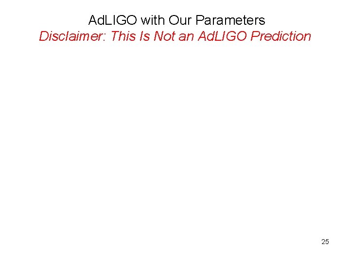 Ad. LIGO with Our Parameters Disclaimer: This Is Not an Ad. LIGO Prediction 25