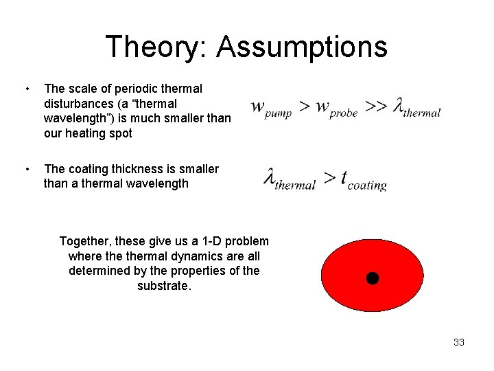 Theory: Assumptions • The scale of periodic thermal disturbances (a “thermal wavelength”) is much