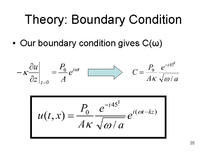 Theory: Boundary Condition • Our boundary condition gives C(ω) 35 