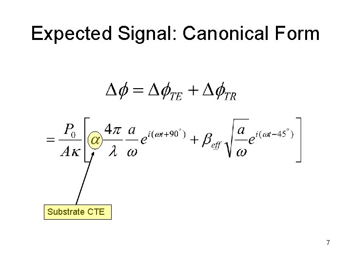 Expected Signal: Canonical Form Substrate CTE 7 