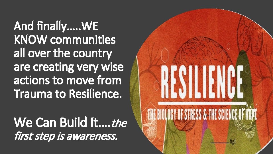 And finally…. . WE KNOW communities all over the country are creating very wise And finally…. . WE KNOW communities all over the country are creating very wise