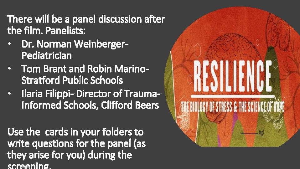 There will be a panel discussion after the film. Panelists: • Dr. Norman Weinberger. There will be a panel discussion after the film. Panelists: • Dr. Norman Weinberger.