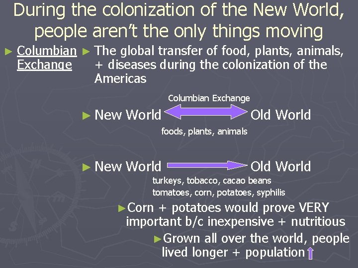 During the colonization of the New World, people aren’t the only things moving ►